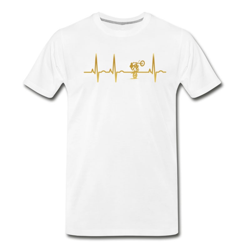 Men's Evolution Ekg Heartbeat Motorcross Cycle T-Shirt