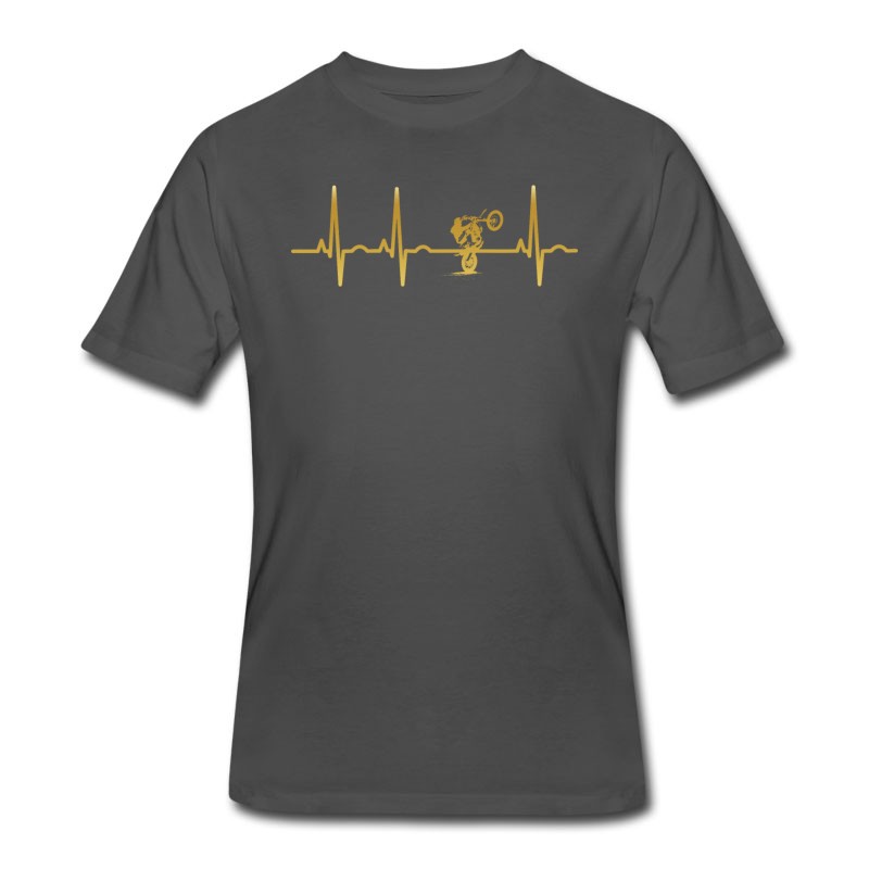 Men's Evolution Ekg Heartbeat Motorcross Cycle T-Shirt