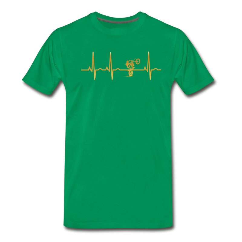 Men's Evolution Ekg Heartbeat Motorcross Cycle T-Shirt