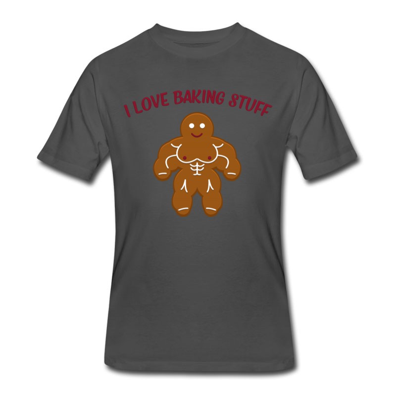 Men's Funny Christmas Bakery Muscle Gingerbread Man Gift T-Shirt