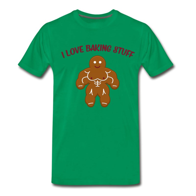 Men's Funny Christmas Bakery Muscle Gingerbread Man Gift T-Shirt