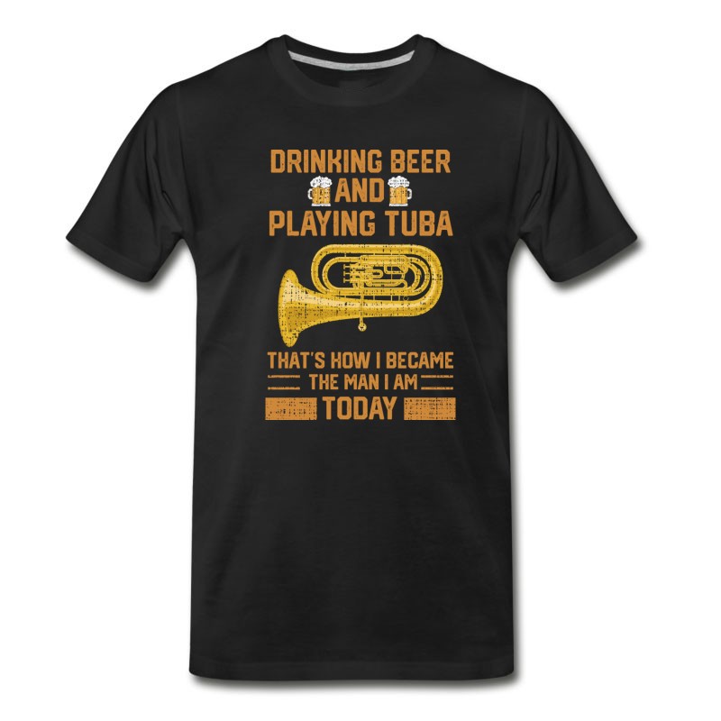 Men's Funny Tuba Player Marching Band Beer Drinking Gift T-Shirt