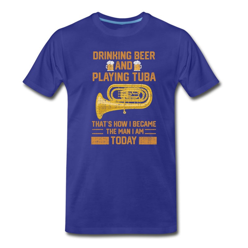 Men's Funny Tuba Player Marching Band Beer Drinking Gift T-Shirt