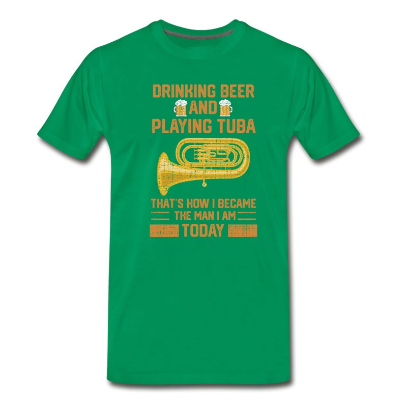 Men's Funny Tuba Player Marching Band Beer Drinking Gift T-Shirt