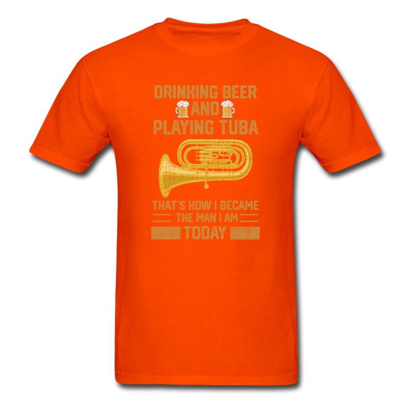 Men's Funny Tuba Player Marching Band Beer Drinking Gift T-Shirt