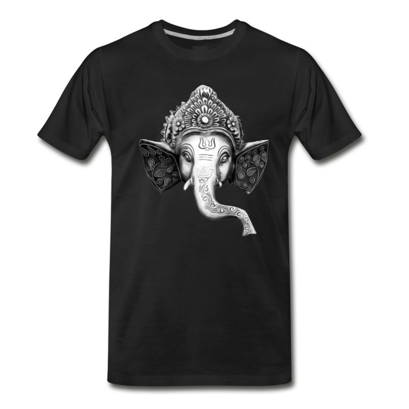 Men's Ganesha Hinduism T-shirt Poloshirt Black White T-Shirt