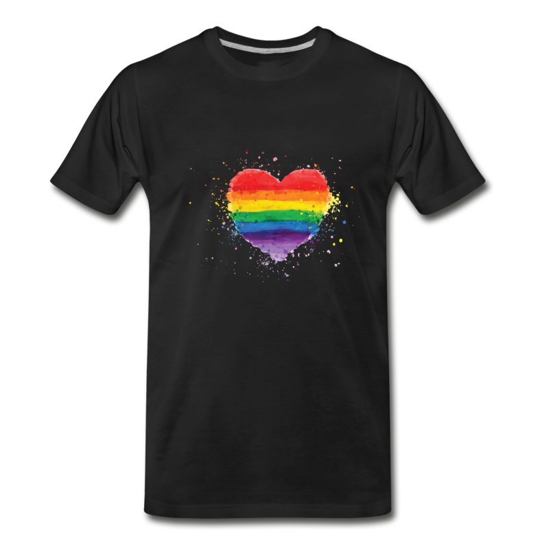 Men's Gay Pride Heart Rainbow T-Shirt