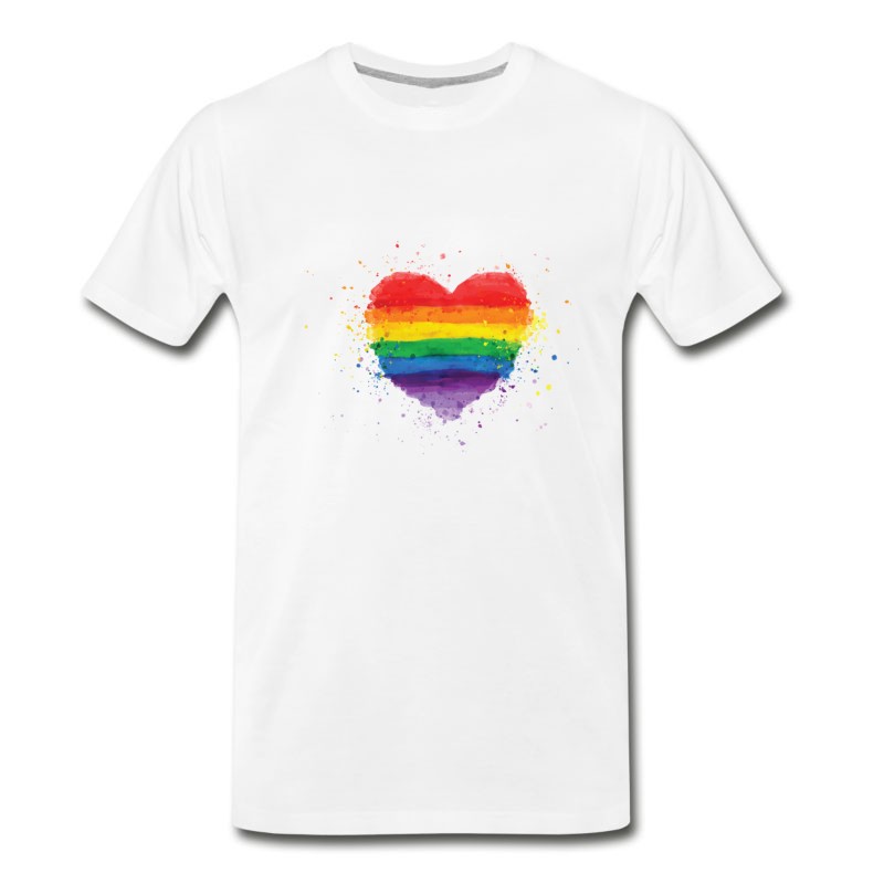 Men's Gay Pride Heart Rainbow T-Shirt