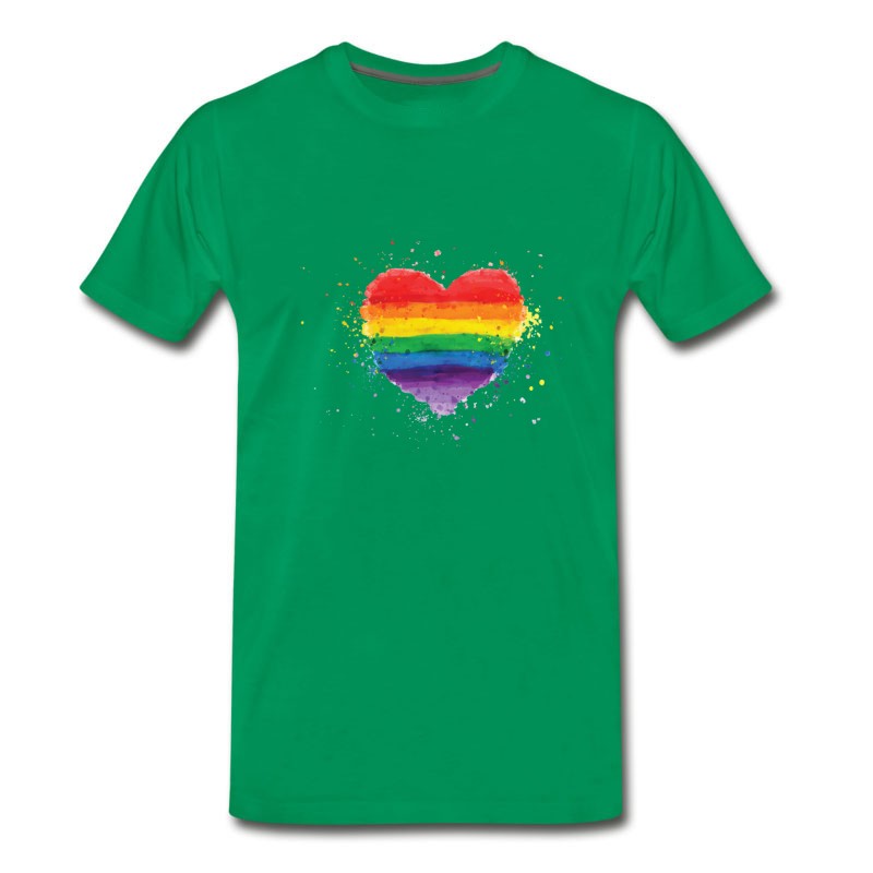 Men's Gay Pride Heart Rainbow T-Shirt