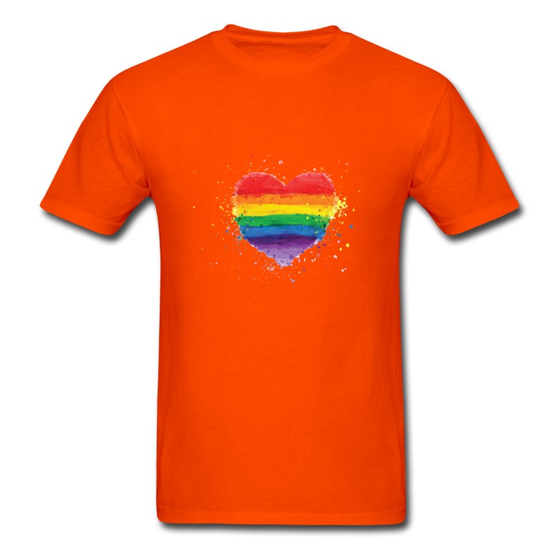 Men's Gay Pride Heart Rainbow T-Shirt