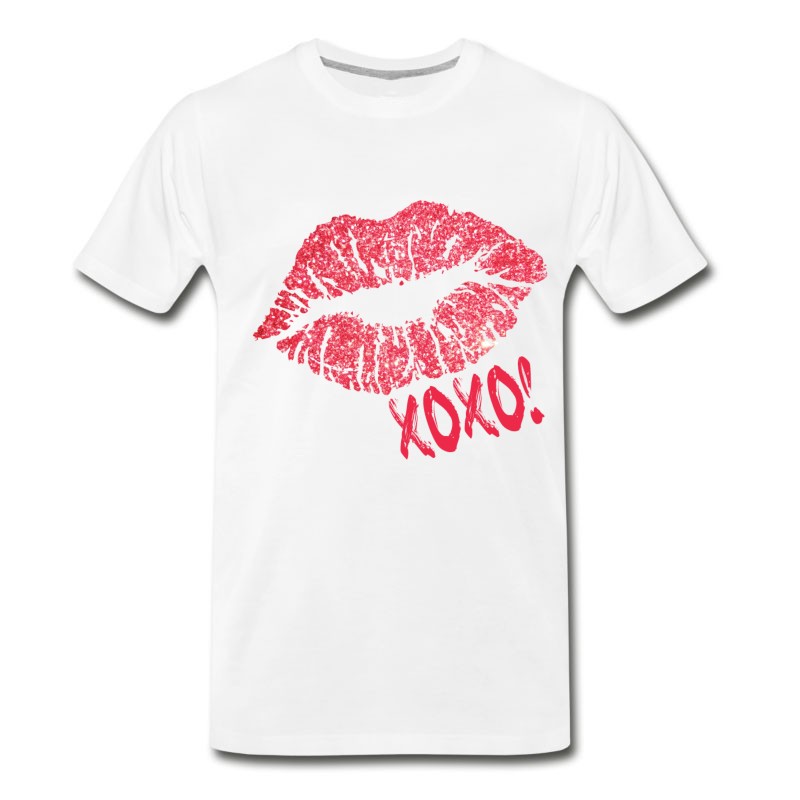 Men's Glitter Kiss Sparkling Lips Sexy Lipstick XOXO T-Shirt