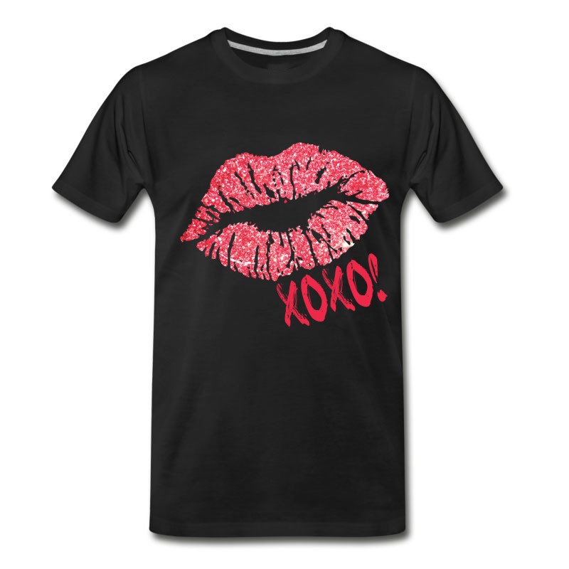 Men's Glitter Kiss Sparkling Lips Sexy Lipstick XOXO T-Shirt