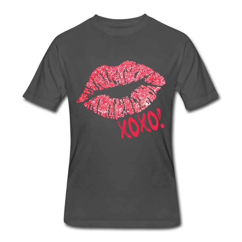 Men's Glitter Kiss Sparkling Lips Sexy Lipstick XOXO T-Shirt