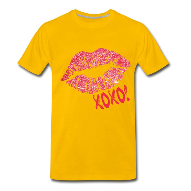 Men's Glitter Kiss Sparkling Lips Sexy Lipstick XOXO T-Shirt