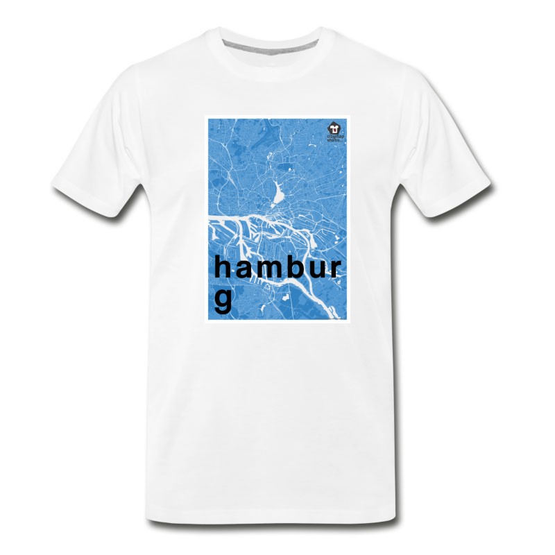 Men's Hamburg Hipster City Map Blue T-Shirt