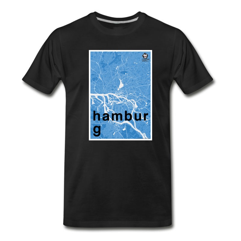 Men's Hamburg Hipster City Map Blue T-Shirt