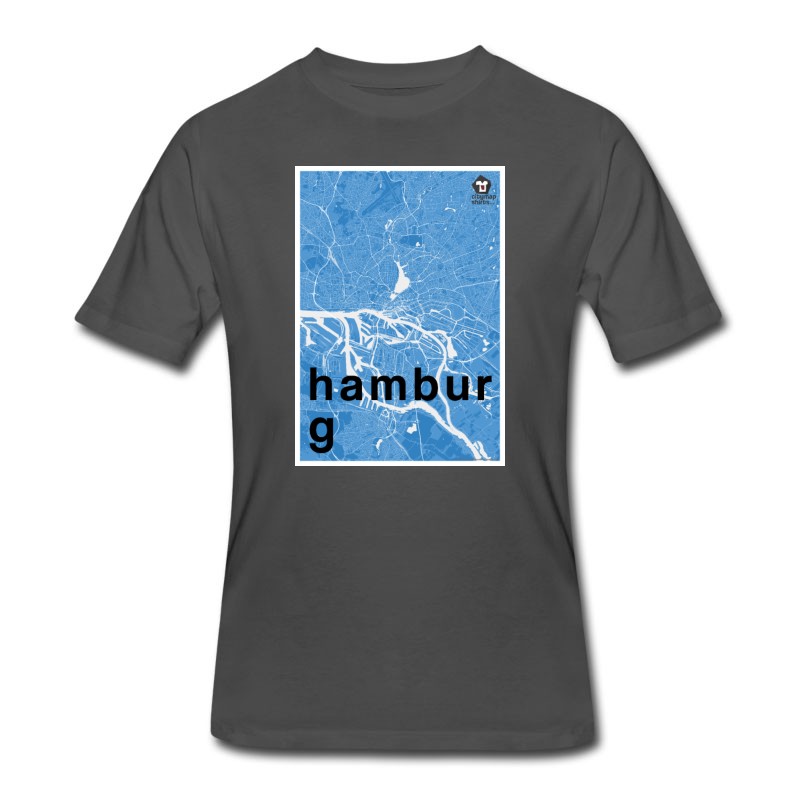 Men's Hamburg Hipster City Map Blue T-Shirt