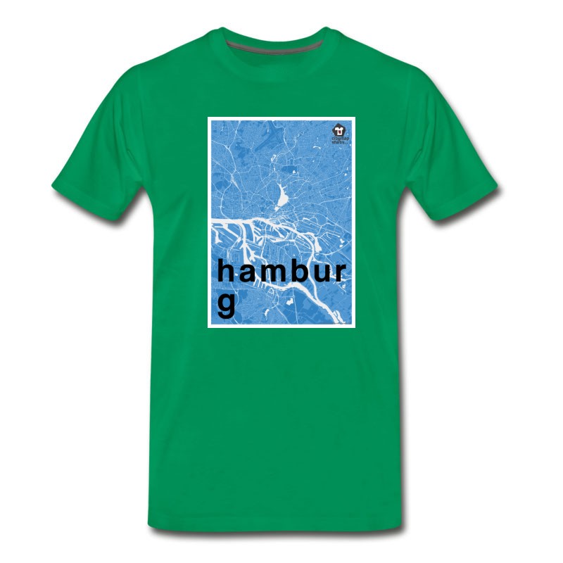 Men's Hamburg Hipster City Map Blue T-Shirt