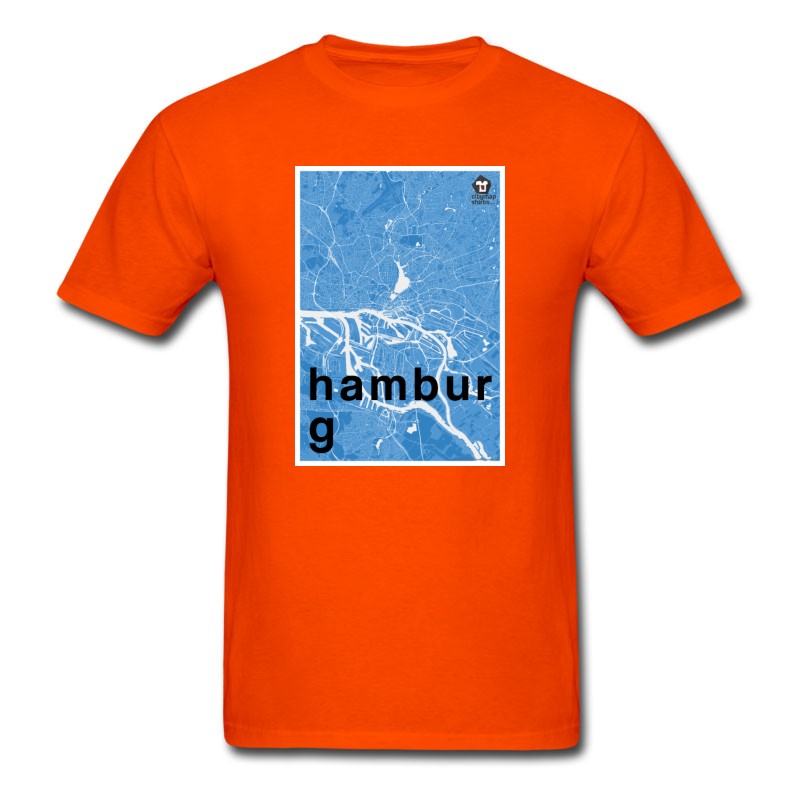 Men's Hamburg Hipster City Map Blue T-Shirt