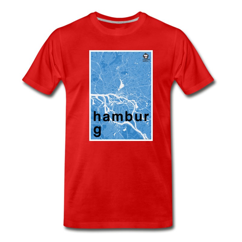 Men's Hamburg Hipster City Map Blue T-Shirt