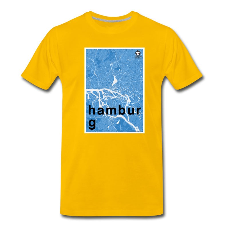 Men's Hamburg Hipster City Map Blue T-Shirt