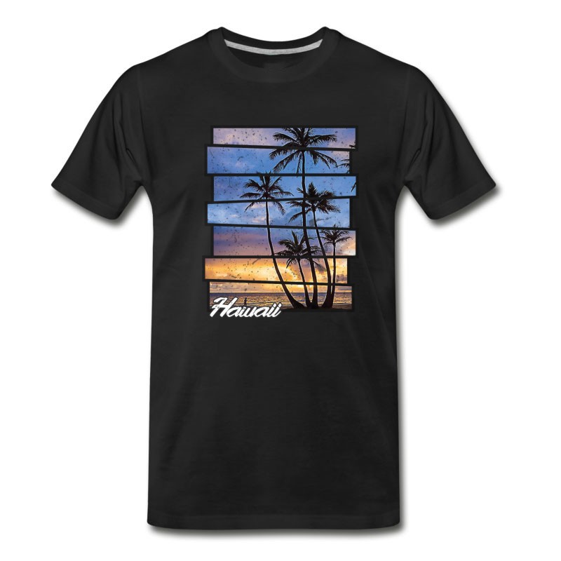 Men's Hawaii Beach Hawaiian Sunset Retro Photo Island T-Shirt