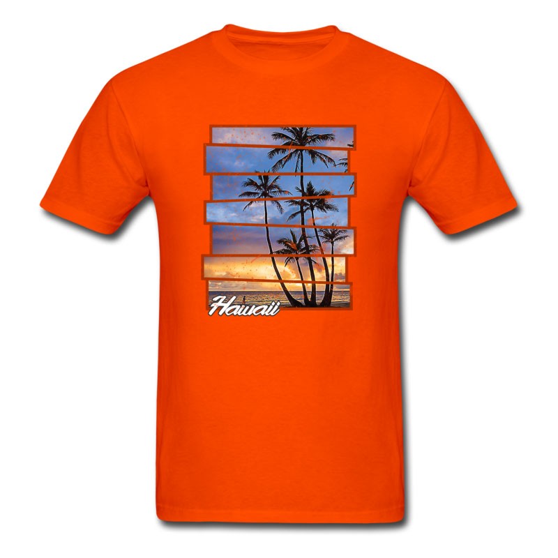 Men's Hawaii Beach Hawaiian Sunset Retro Photo Island T-Shirt