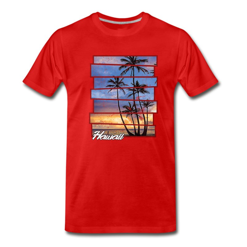 Men's Hawaii Beach Hawaiian Sunset Retro Photo Island T-Shirt