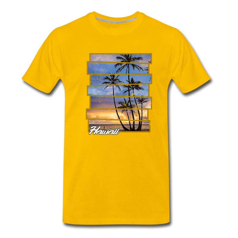 Men's Hawaii Beach Hawaiian Sunset Retro Photo Island T-Shirt