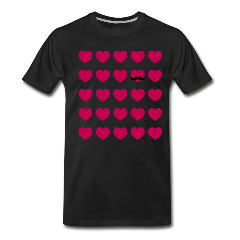 Men's Hearts Moustache T-Shirt