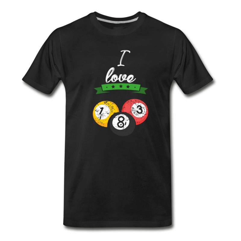 Men's I Love Billiard Sports Gift T-Shirt