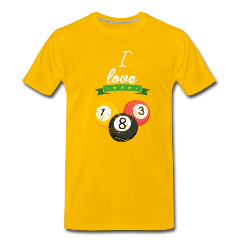 Men's I Love Billiard Sports Gift T-Shirt