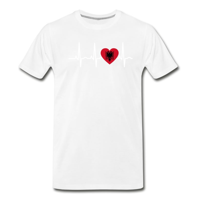 Men's I LOVE Ekg Heartbeat Albanien Albania T-Shirt