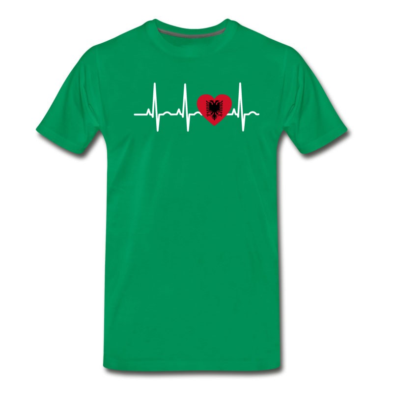 Men's I LOVE Ekg Heartbeat Albanien Albania T-Shirt