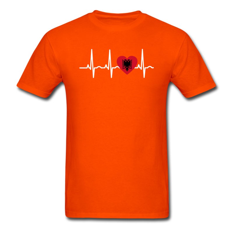 Men's I LOVE Ekg Heartbeat Albanien Albania T-Shirt