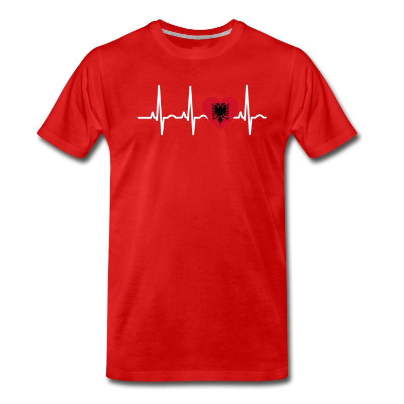 Men's I LOVE Ekg Heartbeat Albanien Albania T-Shirt