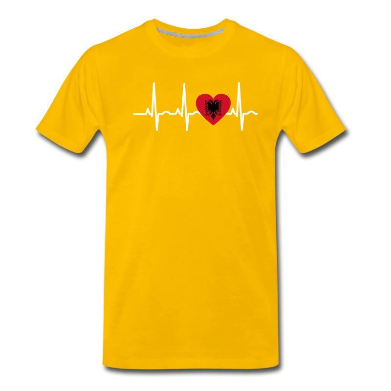 Men's I LOVE Ekg Heartbeat Albanien Albania T-Shirt