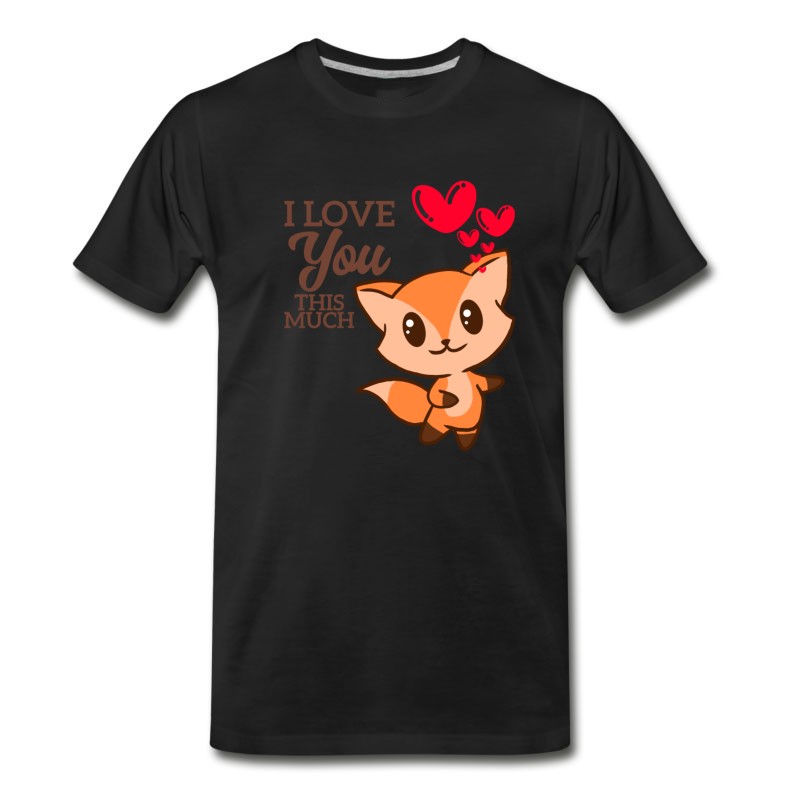 Men's I Love You This Much Cute Fox Hug Valentine T-Shirt