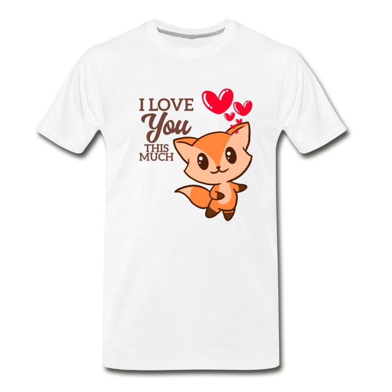 Men's I Love You This Much Cute Fox Hug Valentine T-Shirt