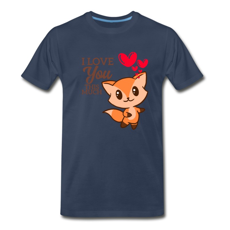 Men's I Love You This Much Cute Fox Hug Valentine T-Shirt