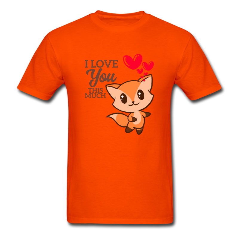 Men's I Love You This Much Cute Fox Hug Valentine T-Shirt