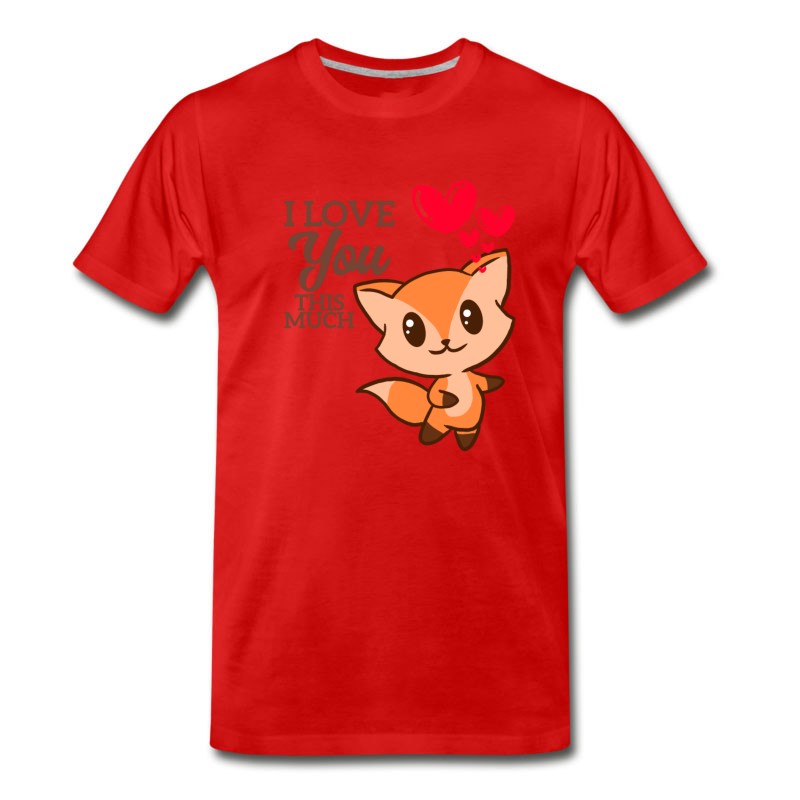 Men's I Love You This Much Cute Fox Hug Valentine T-Shirt