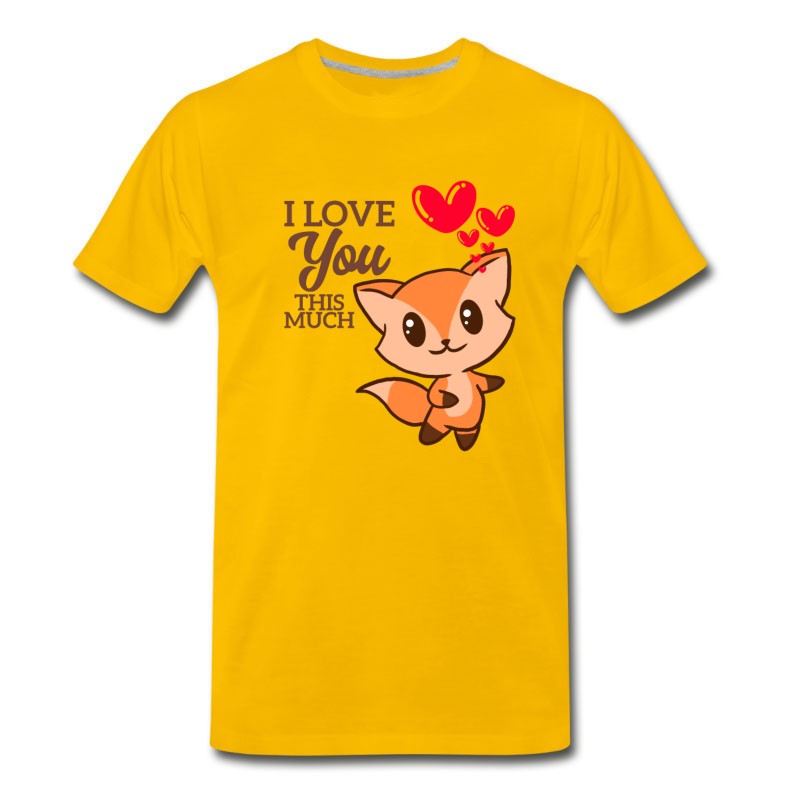 Men's I Love You This Much Cute Fox Hug Valentine T-Shirt