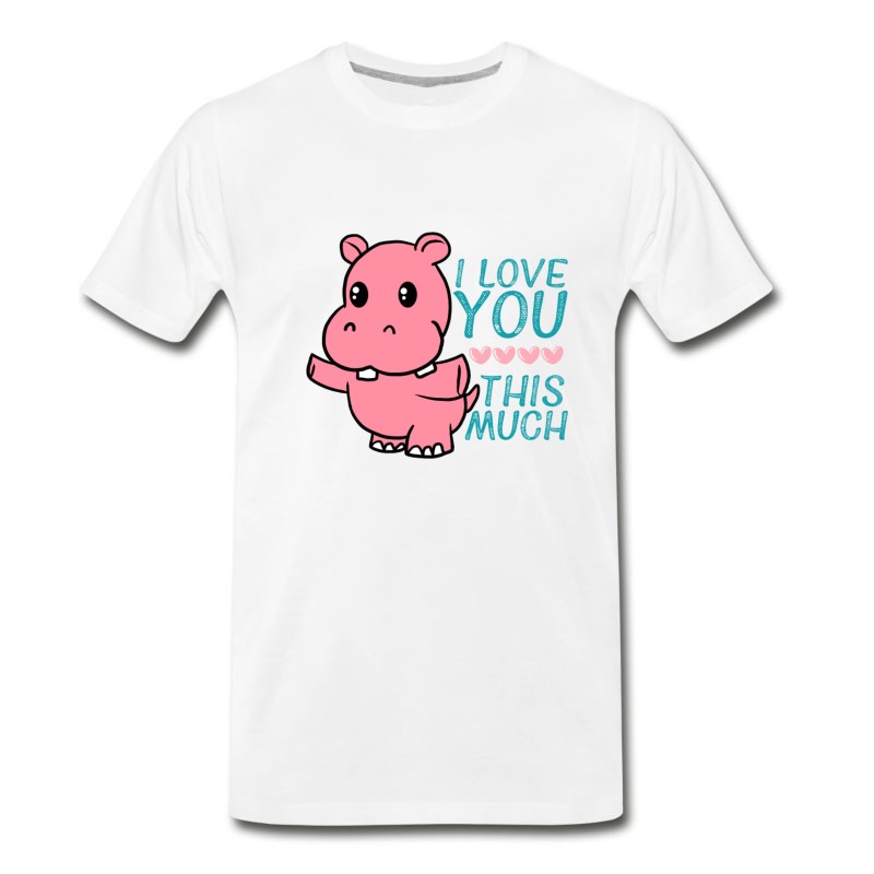 Men's I Love You This Much Cute Hippo Hug Valentine T-Shirt