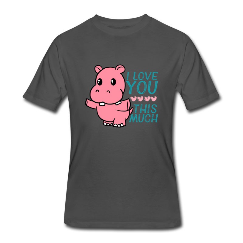 Men's I Love You This Much Cute Hippo Hug Valentine T-Shirt