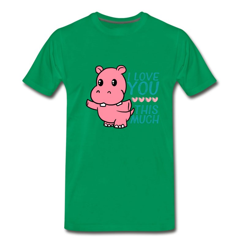 Men's I Love You This Much Cute Hippo Hug Valentine T-Shirt