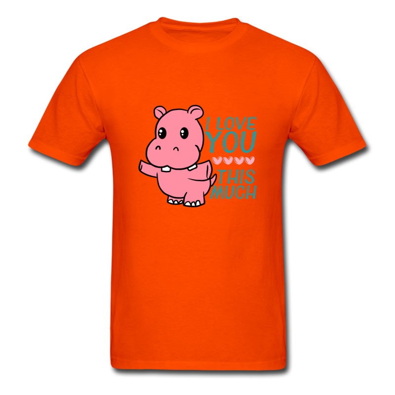 Men's I Love You This Much Cute Hippo Hug Valentine T-Shirt