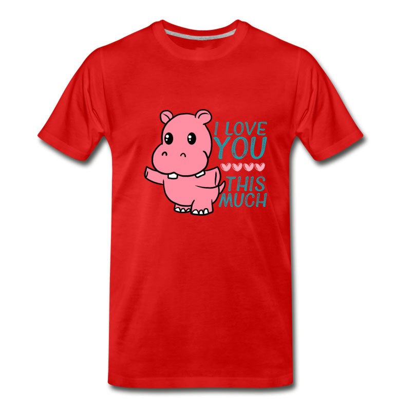 Men's I Love You This Much Cute Hippo Hug Valentine T-Shirt