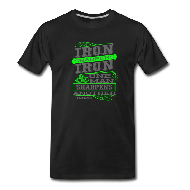 Men's Iron Sharpens Iron Dark, Christian, Bible Verse T-Shirt