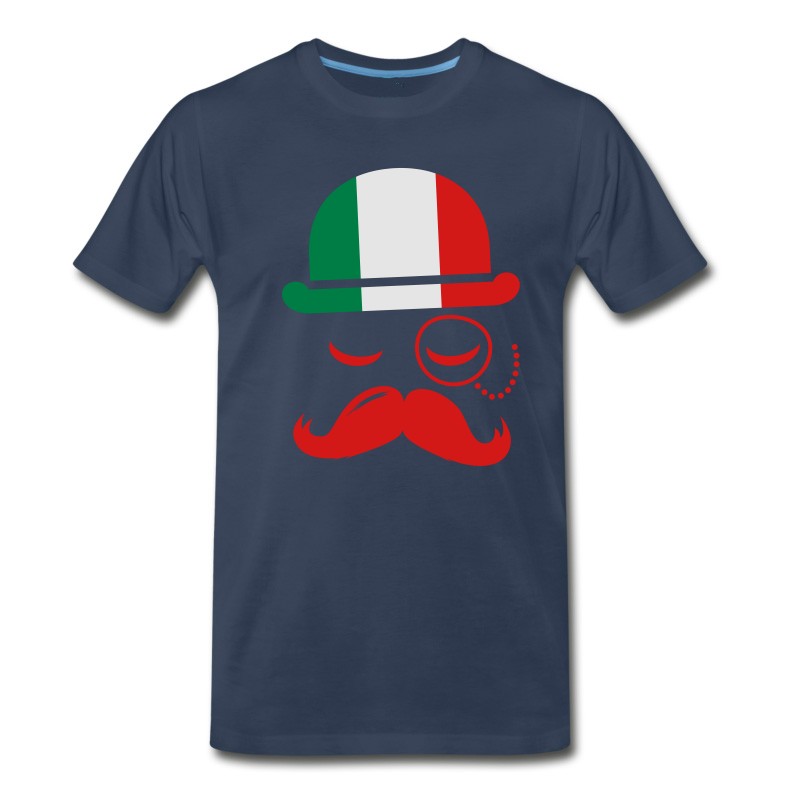 Men's Italian Nation Fashionable Vintage Iconic Gentleman With Flag And Moustache Olympics Sports Italy Country T-Shirt